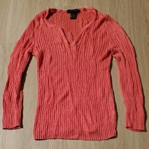 The Limited, Coral Linen Blend Loose Knit Sweater
